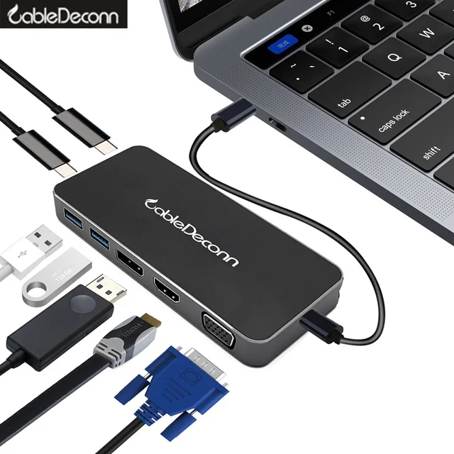 thunderbolt 3 usb c hub hdmi vga displayport adapter